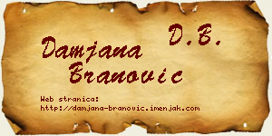 Damjana Branović vizit kartica